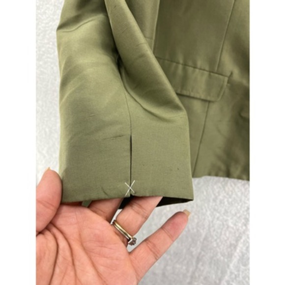 Judith Hart Collection Womens Suit Jacket Blazer Green 100% Silk Notch Lapel 14 - Picture 4 of 9
